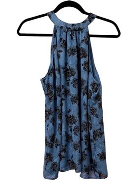 NWT Torrid Blue & Black Floral Halter Tank Top - Size 00